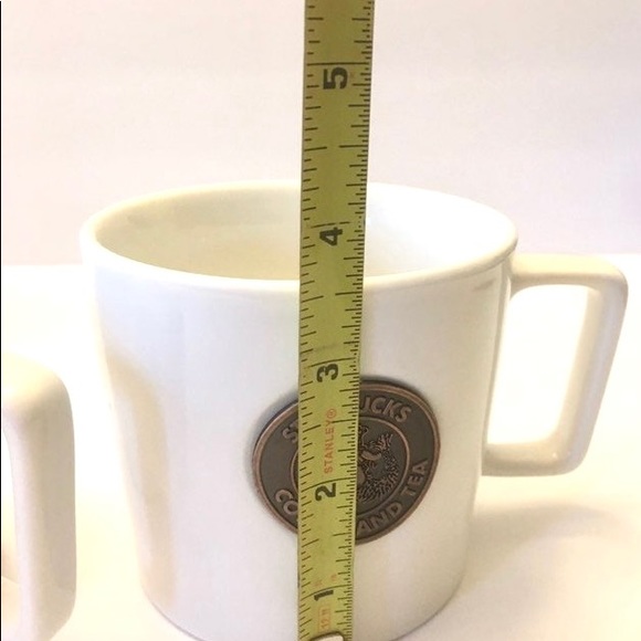 Starbucks 2014 White Copper Metal Medallion Logo Mermaid Coffee Mugs - Picture 8 of 10